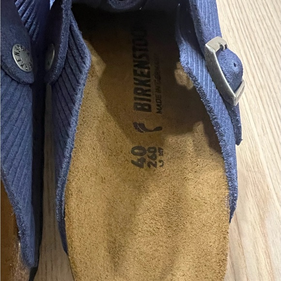 Birkenstock Boston Suede Clog Embossed Indigo Blue 40 Narrow L9 M7 - Picture 3 of 4